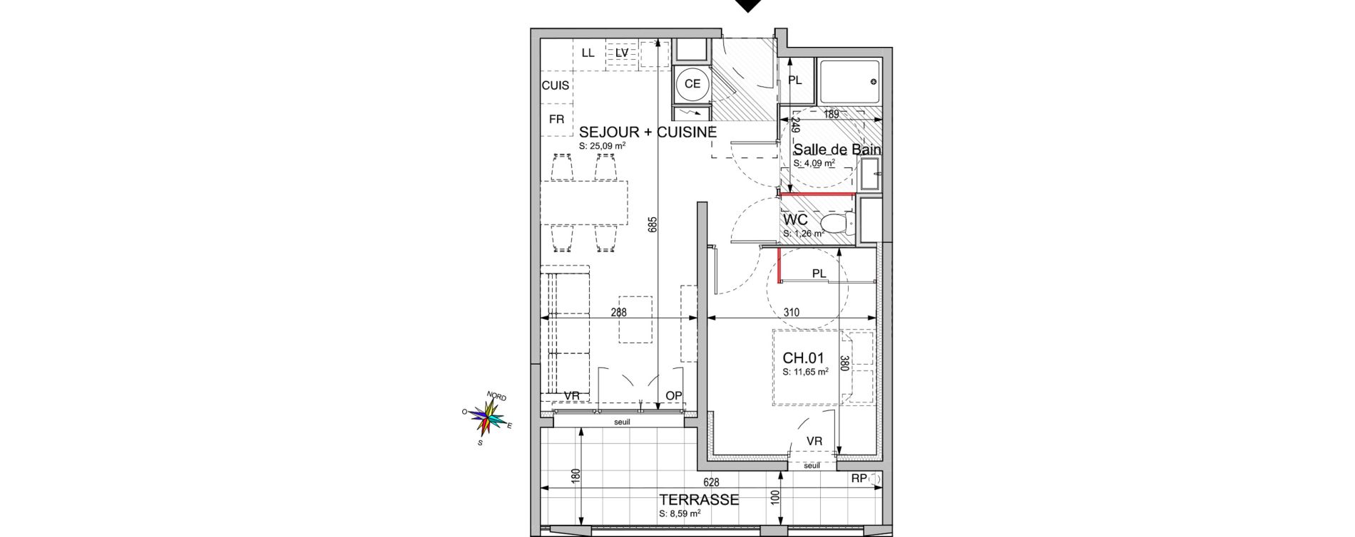 Appartement T2 de 42,09 m2 &agrave; Brignoles Centre - vieille ville