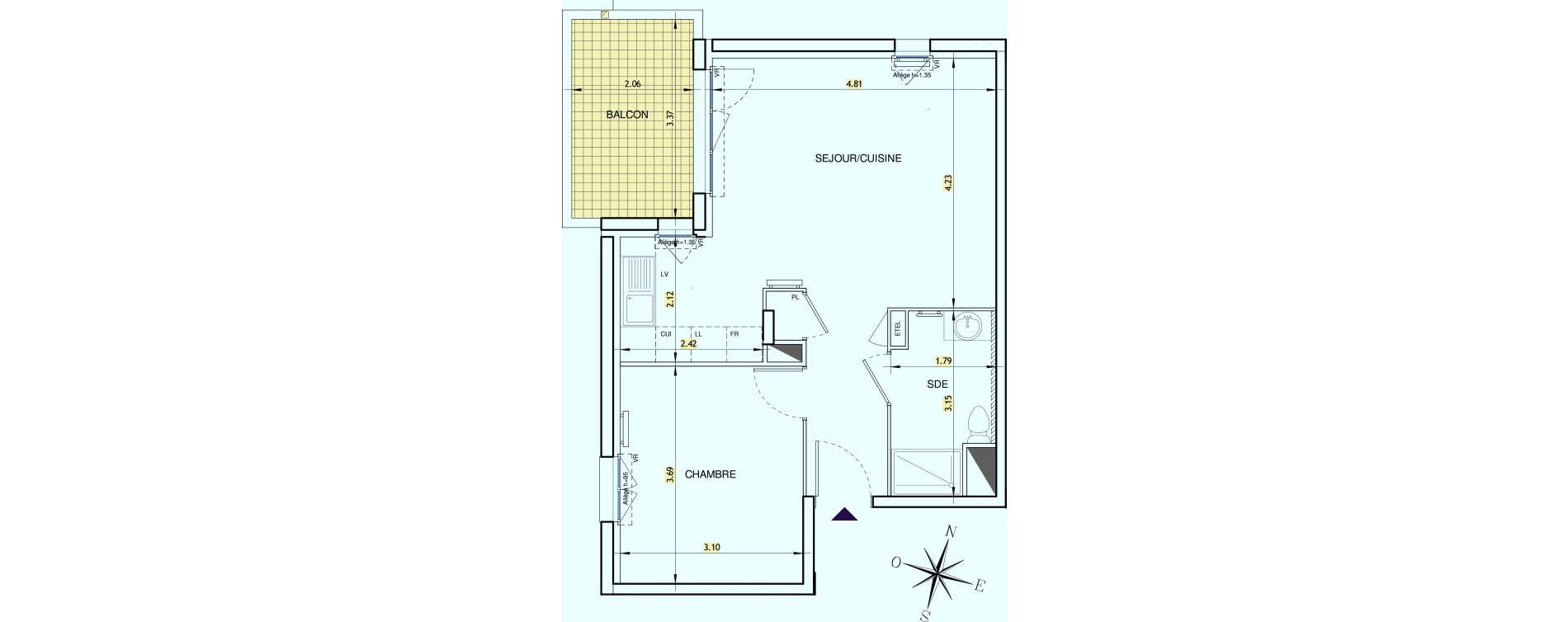 Appartement T2 de 45,46 m2 &agrave; Brignoles Centre
