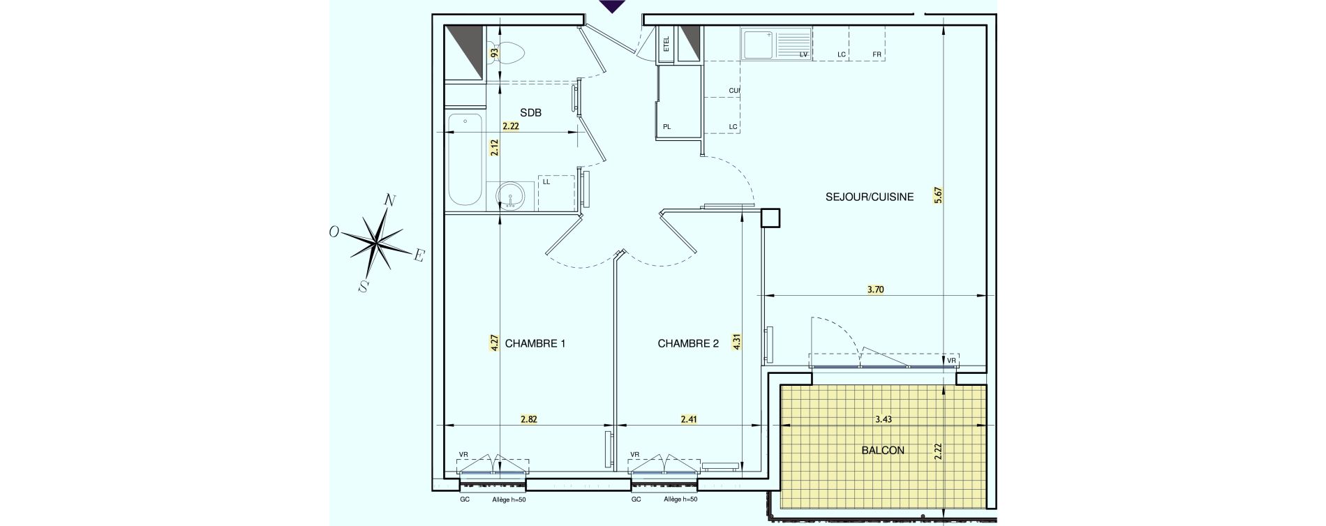 Appartement T3 de 58,18 m2 &agrave; Brignoles Centre