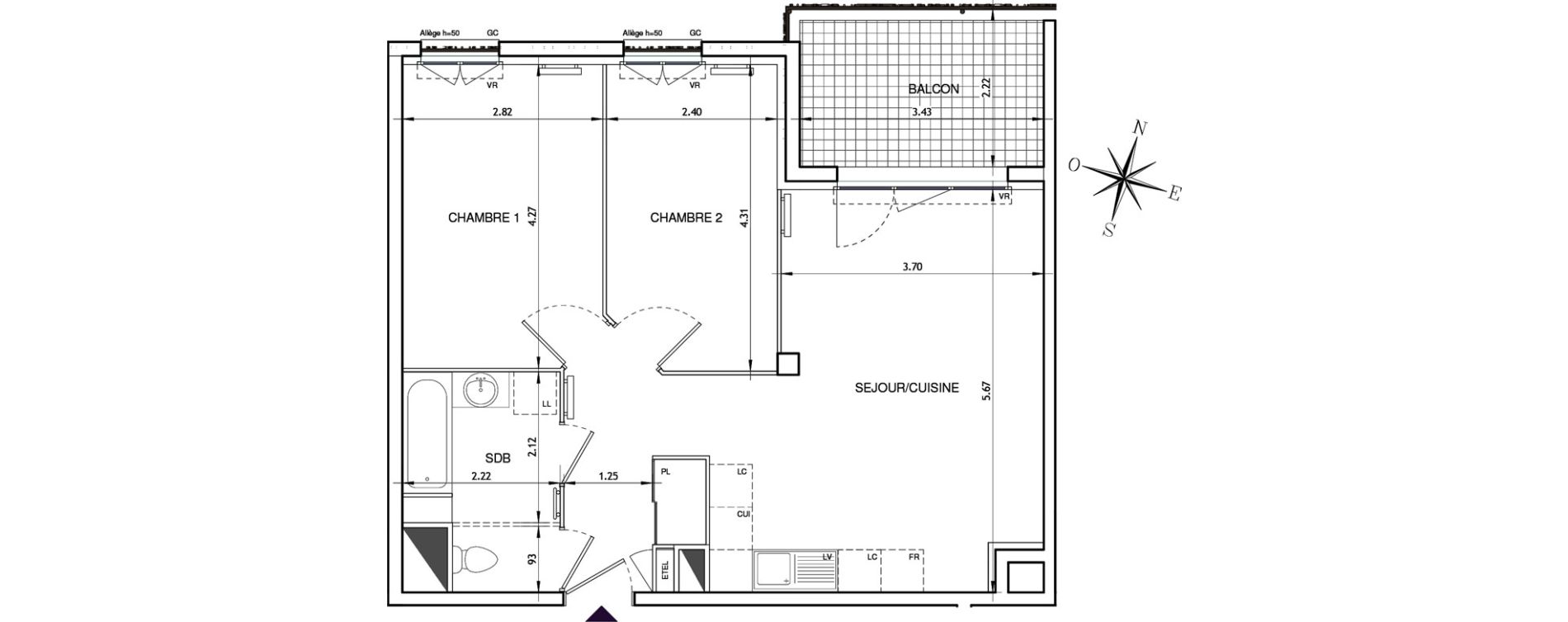 Appartement T3 de 57,63 m2 &agrave; Brignoles Centre
