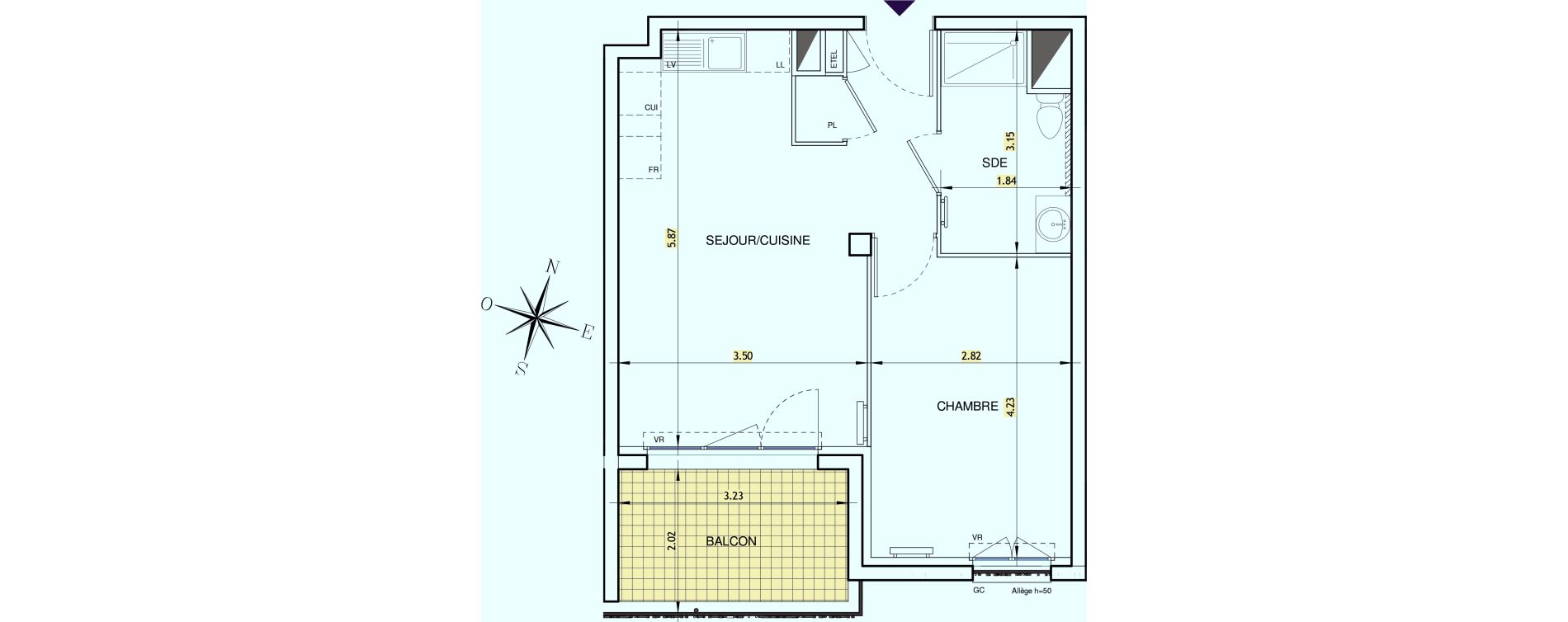 Appartement T2 de 39,85 m2 &agrave; Brignoles Centre