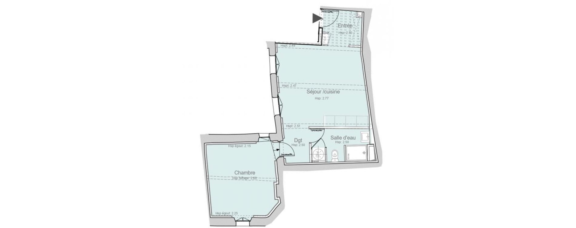 Appartement T2 de 46,10 m2 &agrave; Brignoles Centre