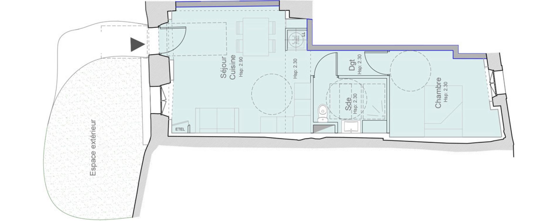 Appartement T2 de 40,05 m2 &agrave; Brignoles Centre
