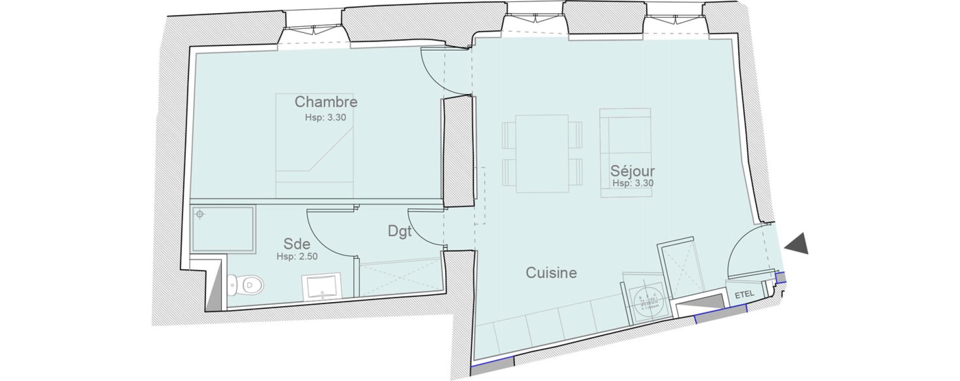 Appartement T2 de 42,85 m2 &agrave; Brignoles Centre
