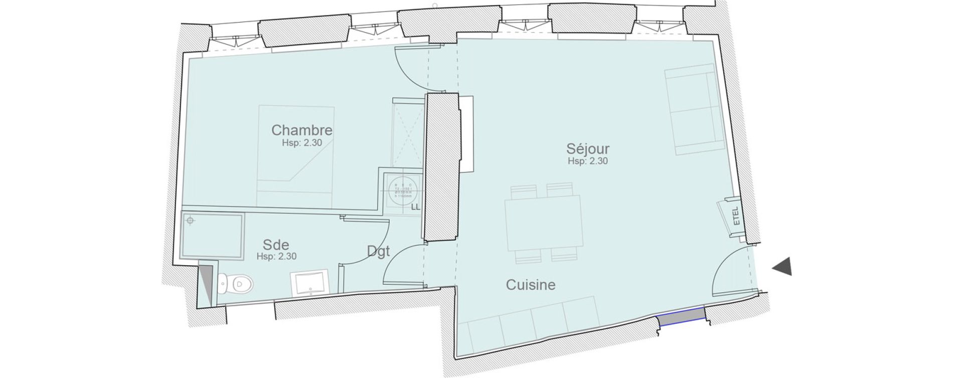 Appartement T2 de 44,20 m2 &agrave; Brignoles Centre