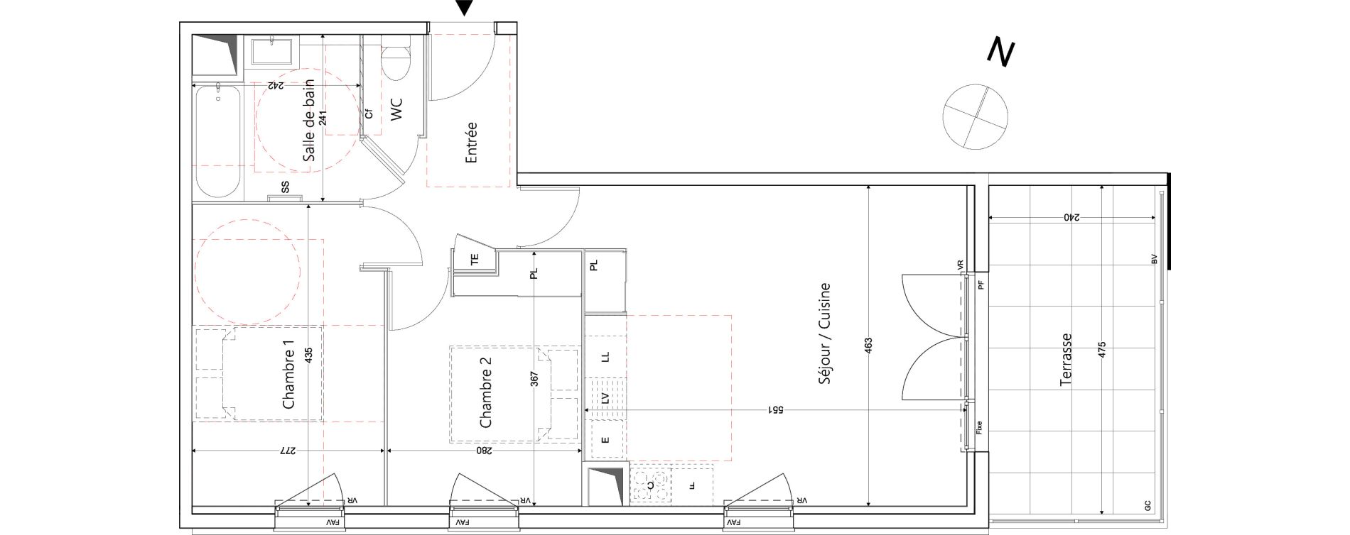 Appartement T3 de 59,81 m2 &agrave; Brignoles Centre