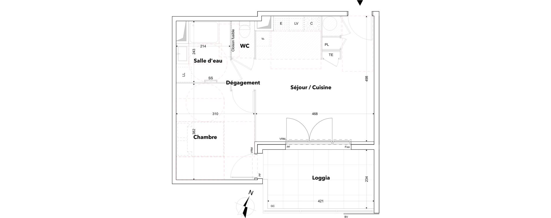 Appartement T2 de 41,27 m2 &agrave; Brignoles Centre