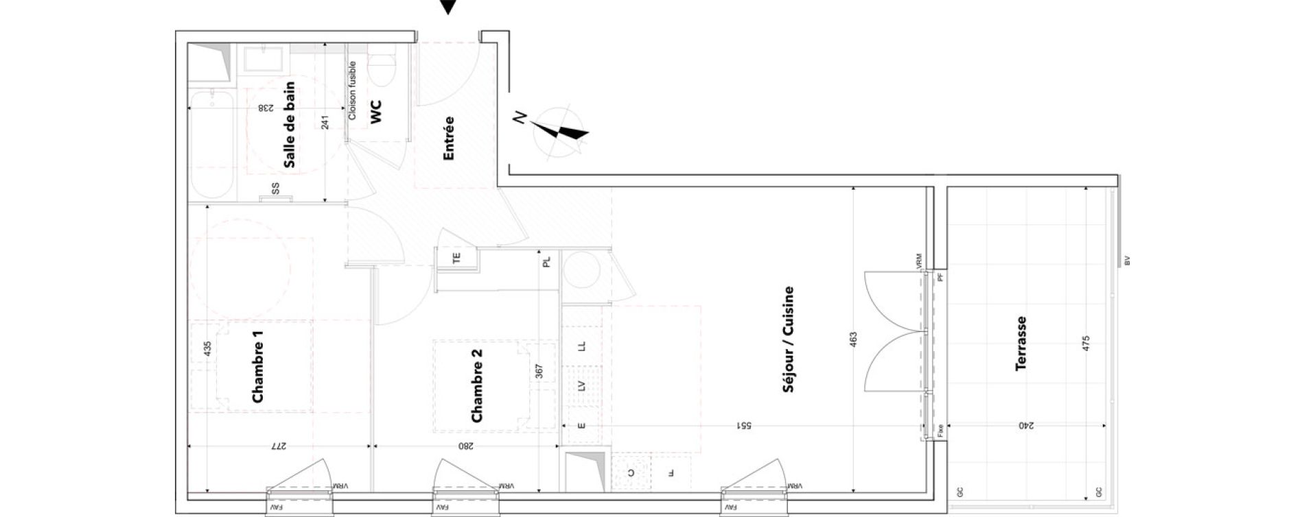 Appartement T3 de 59,64 m2 &agrave; Brignoles Centre