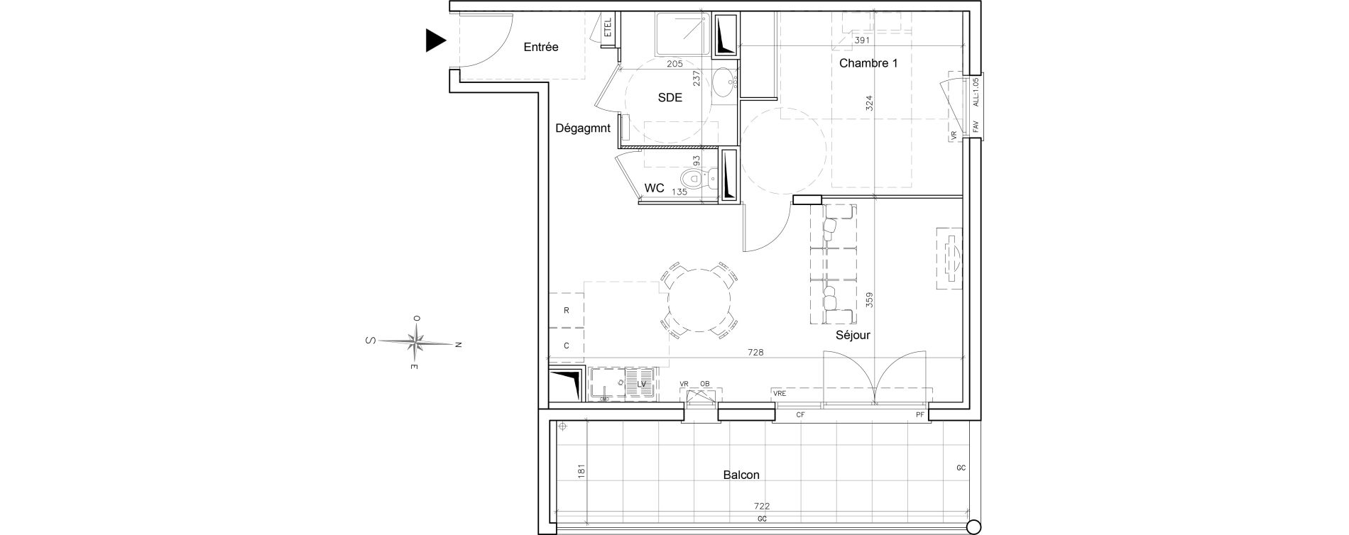 Appartement T2 de 50,25 m2 &agrave; Brignoles Centre