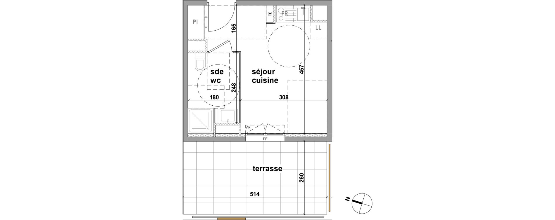 Appartement T1 de 21,20 m2 &agrave; Brignoles Centre