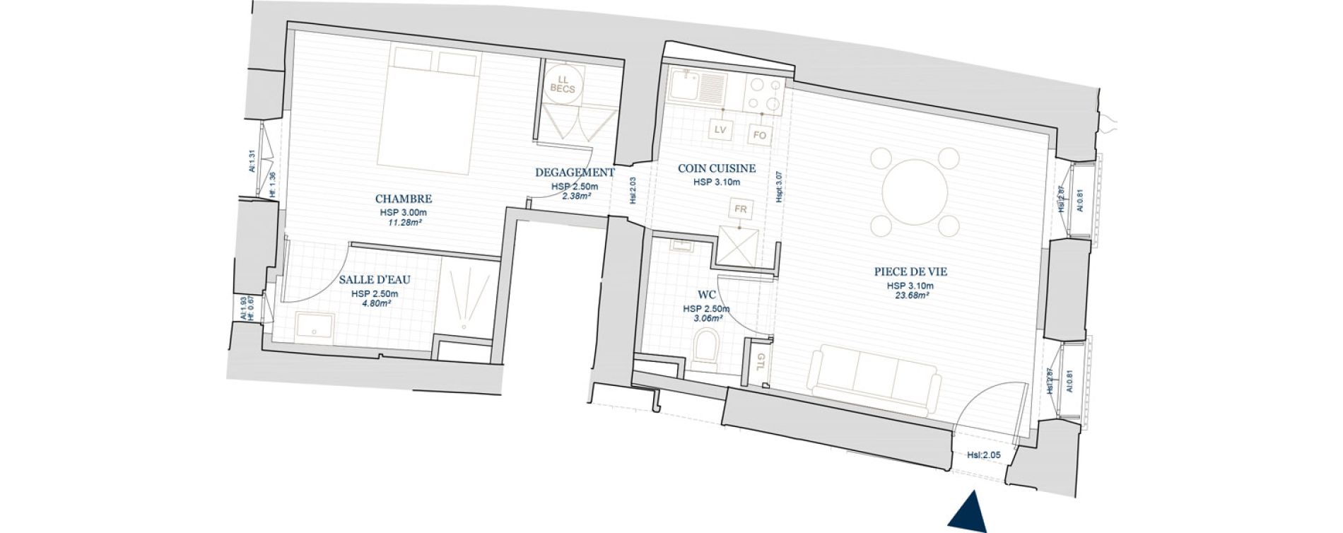 Appartement T2 de 45,20 m2 &agrave; Brignoles Centre - vieille ville