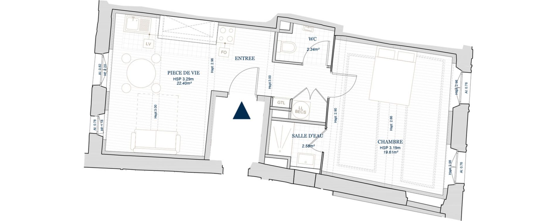 Appartement T2 de 46,93 m2 &agrave; Brignoles Centre - vieille ville