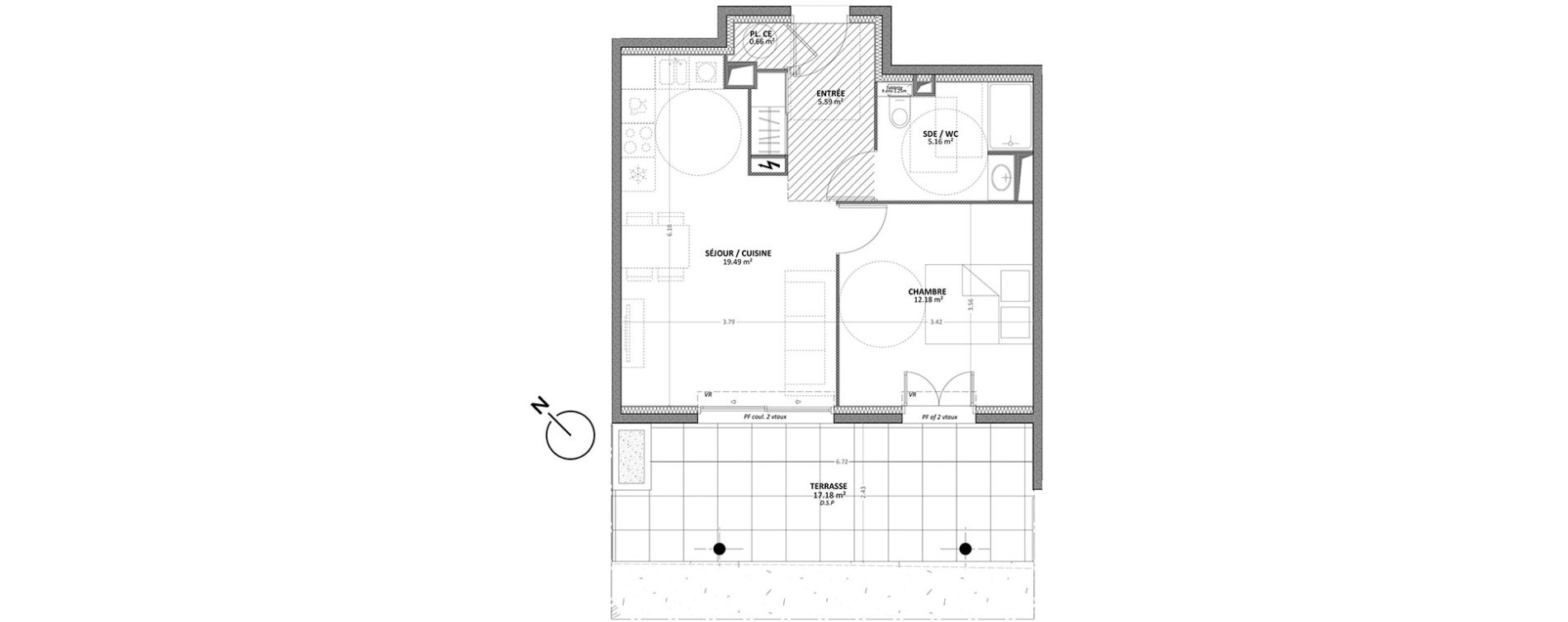 Appartement T2 de 43,08 m2 &agrave; Cavalaire-Sur-Mer Centre