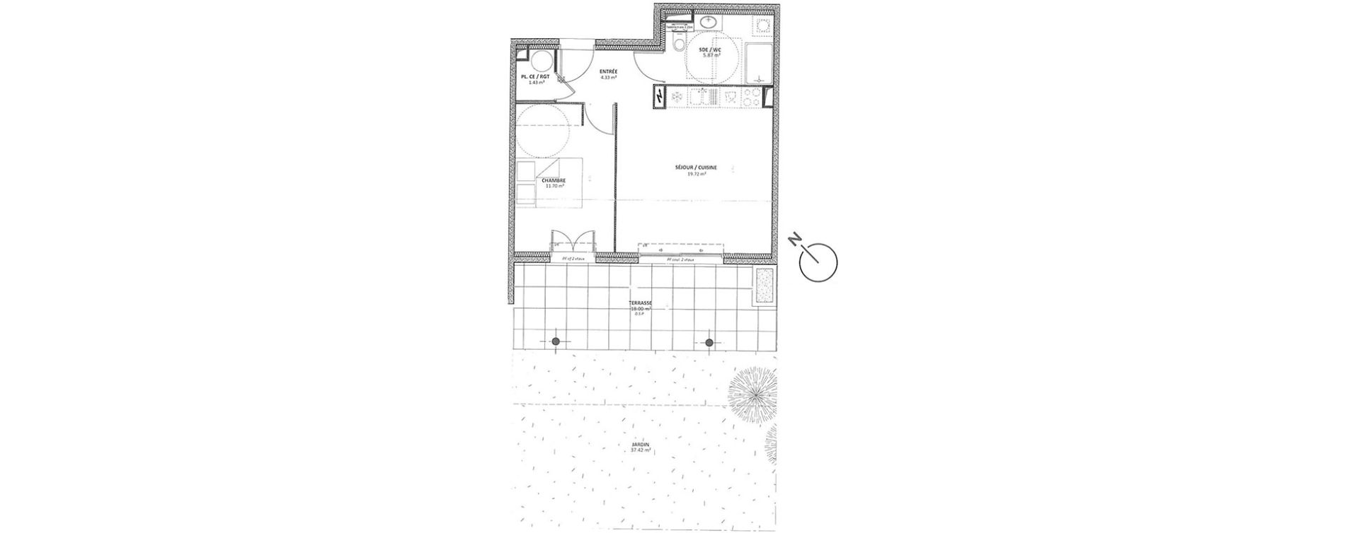 Appartement T2 de 43,05 m2 &agrave; Cavalaire-Sur-Mer Centre