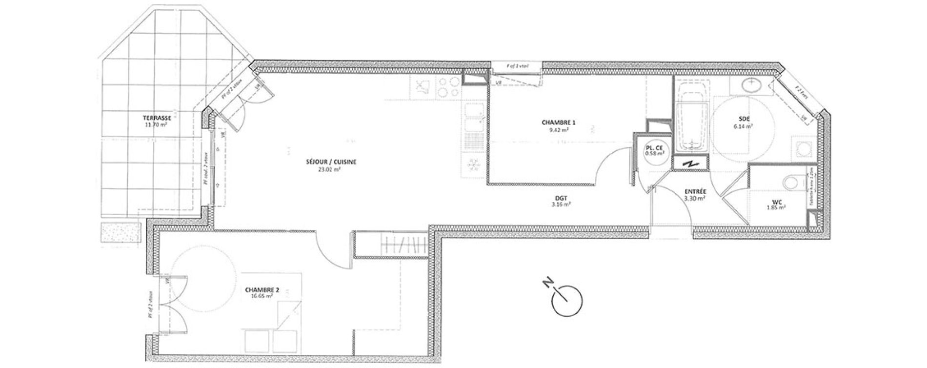Appartement T3 de 64,12 m2 &agrave; Cavalaire-Sur-Mer Centre