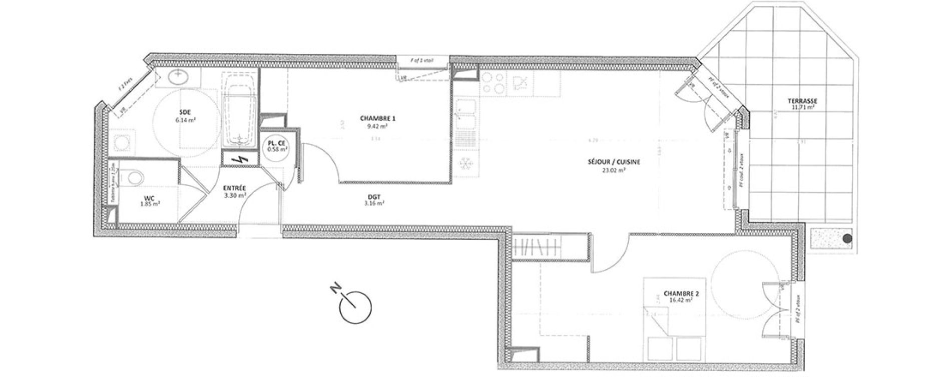 Appartement T3 de 63,89 m2 &agrave; Cavalaire-Sur-Mer Centre