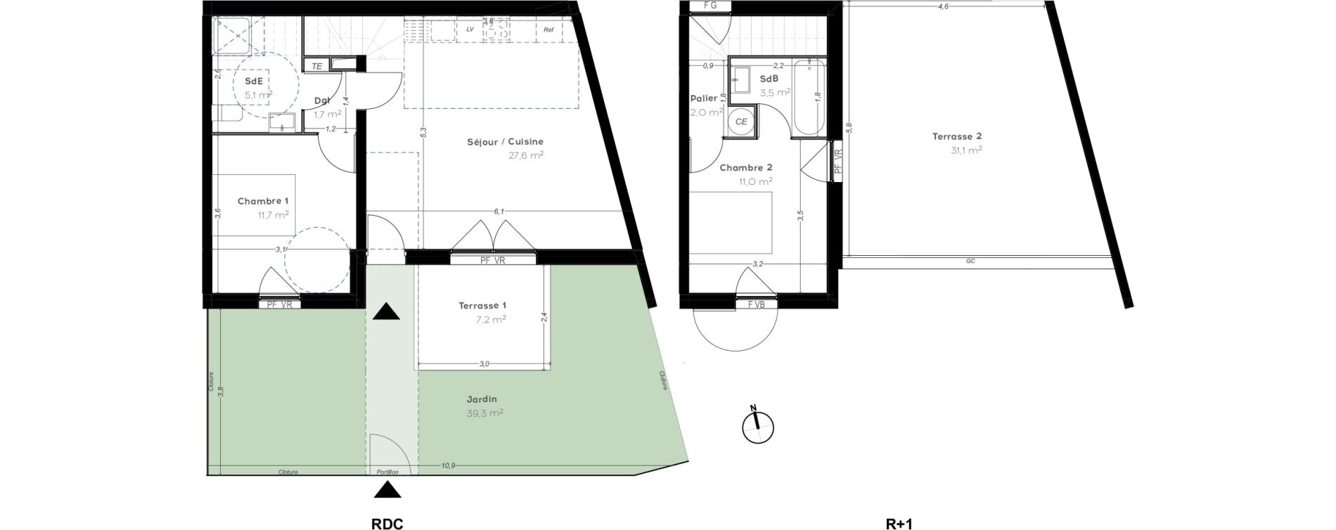 Duplex T3 de 62,60 m2 &agrave; Cavalaire-Sur-Mer Centre