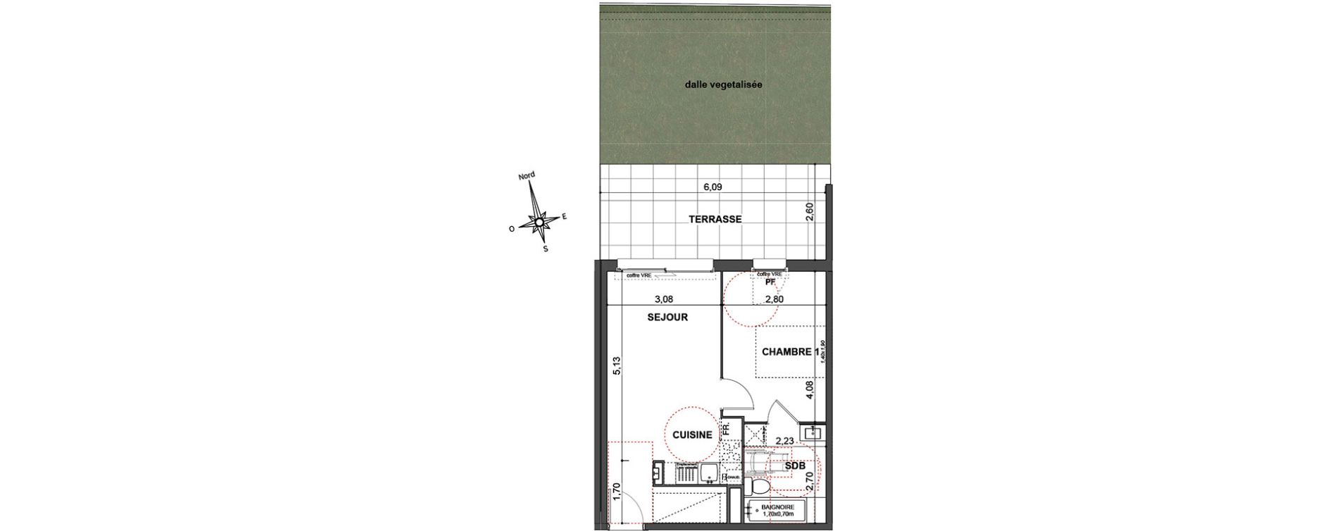 Appartement T2 de 39,35 m2 &agrave; Cavalaire-Sur-Mer Centre
