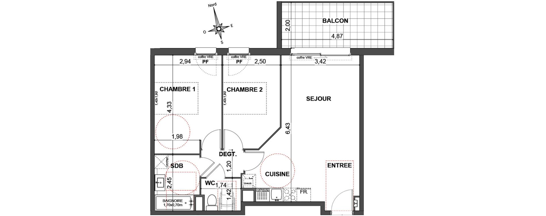 Appartement T3 de 57,90 m2 &agrave; Cavalaire-Sur-Mer Centre