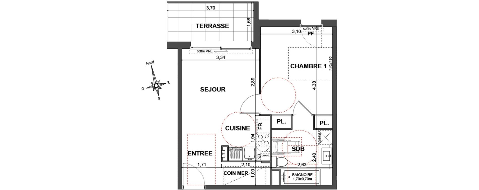 Appartement T2 de 40,00 m2 &agrave; Cavalaire-Sur-Mer Centre