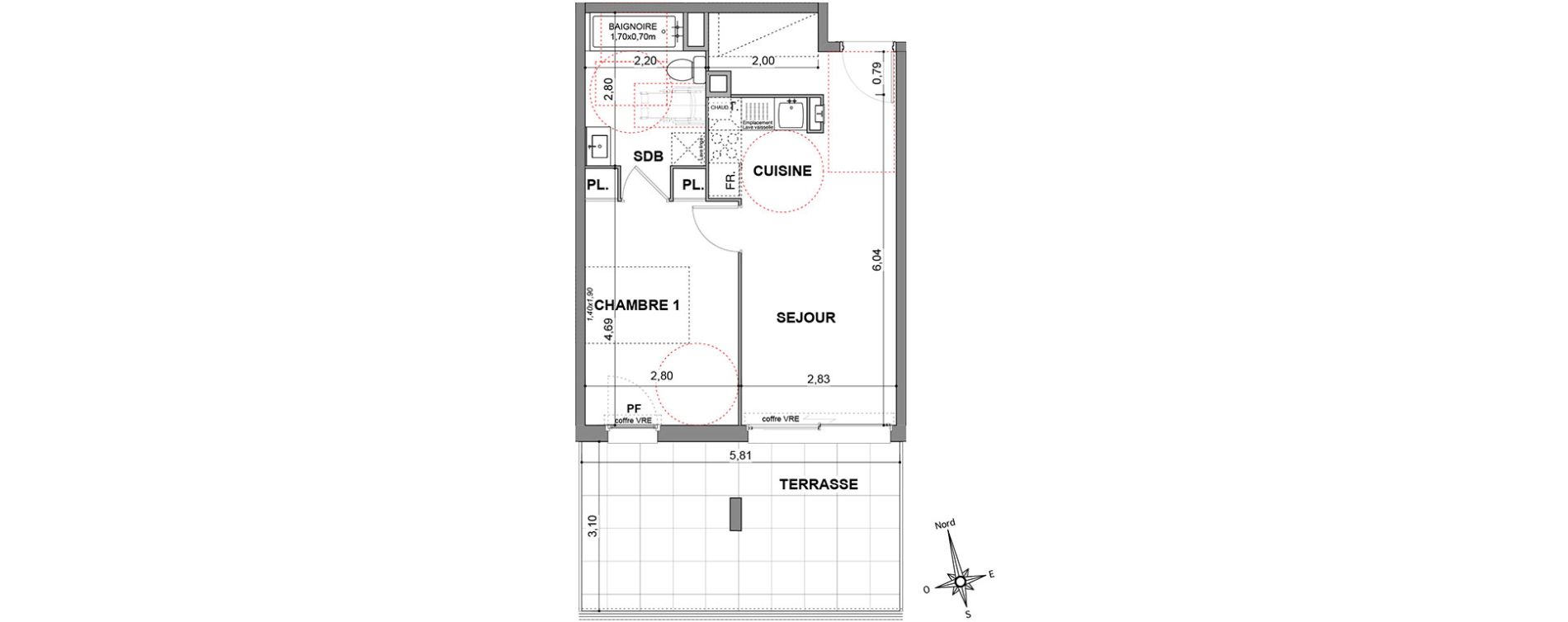 Appartement T2 de 40,50 m2 &agrave; Cavalaire-Sur-Mer Centre