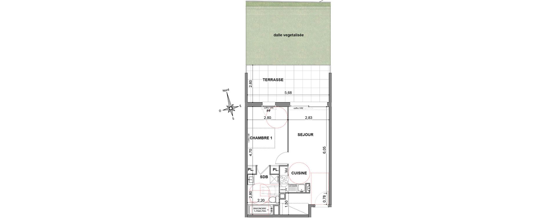 Appartement T2 de 40,50 m2 &agrave; Cavalaire-Sur-Mer Centre