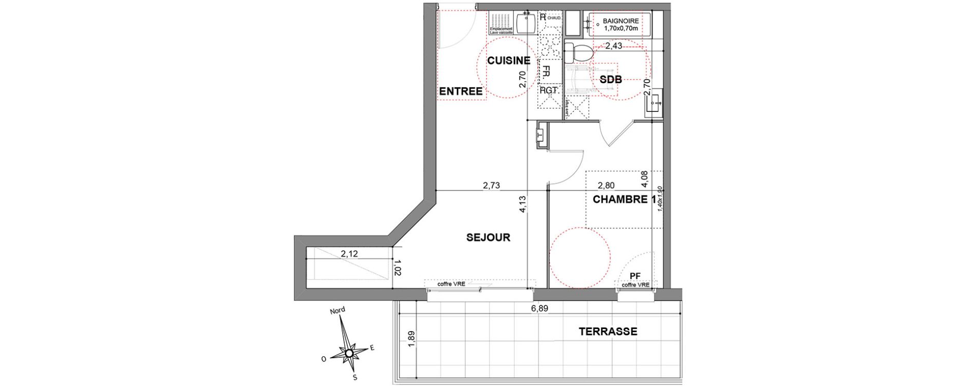 Appartement T2 de 40,90 m2 &agrave; Cavalaire-Sur-Mer Centre