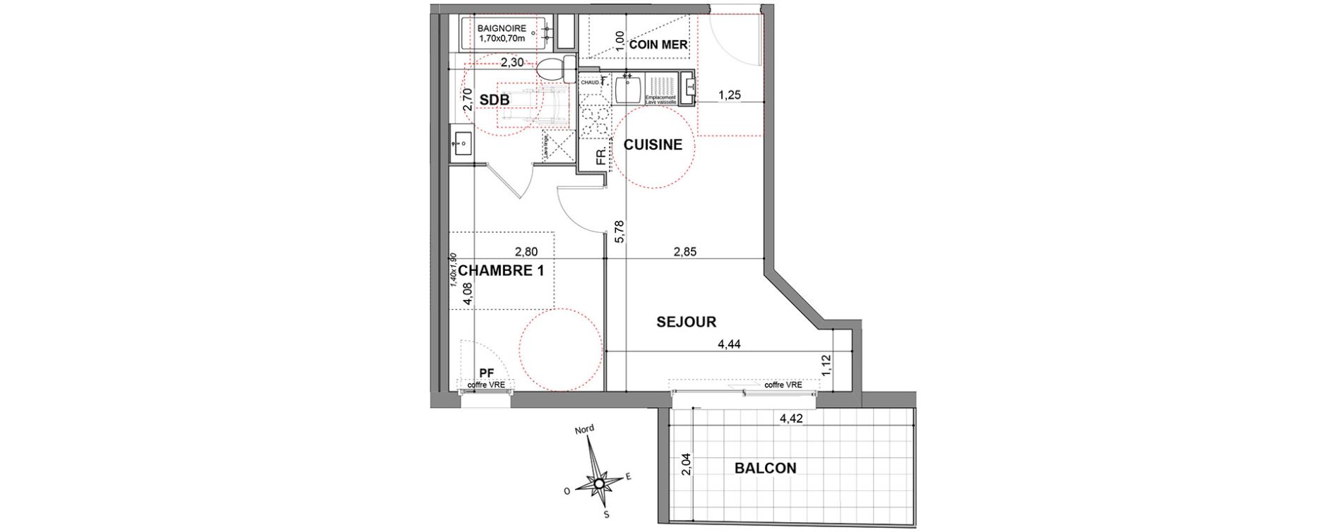 Appartement T2 de 40,10 m2 &agrave; Cavalaire-Sur-Mer Centre