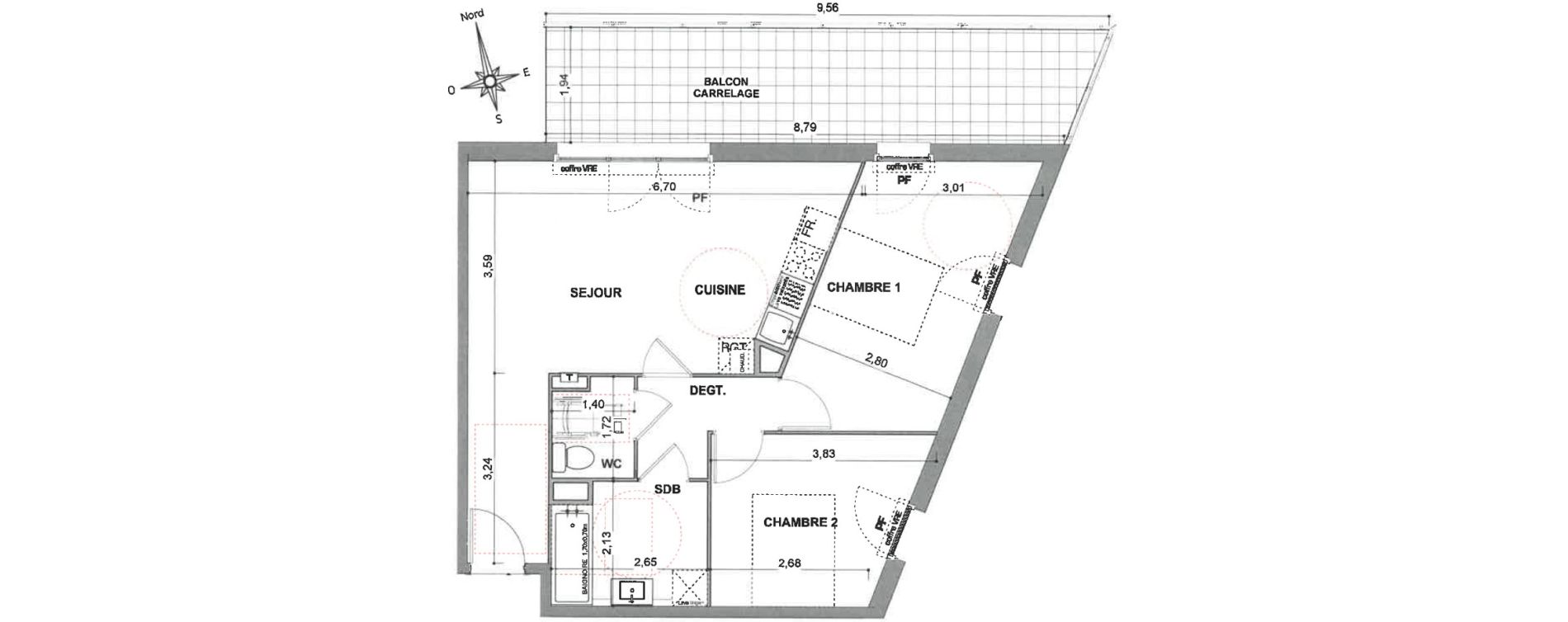 Appartement T3 de 59,60 m2 &agrave; Cavalaire-Sur-Mer Centre