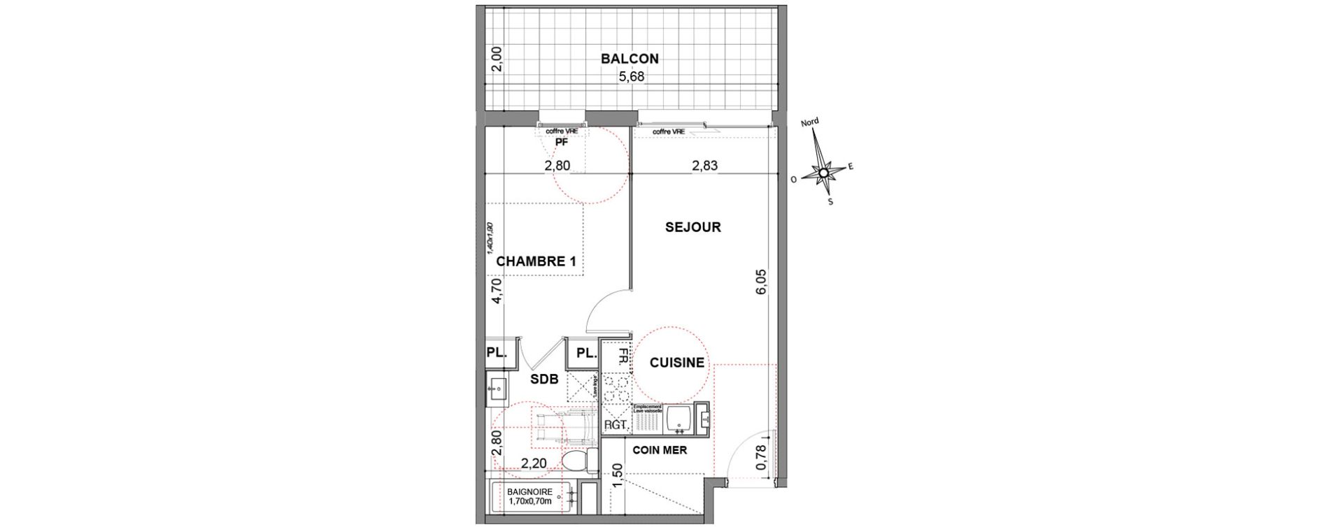 Appartement T2 de 40,70 m2 &agrave; Cavalaire-Sur-Mer Centre