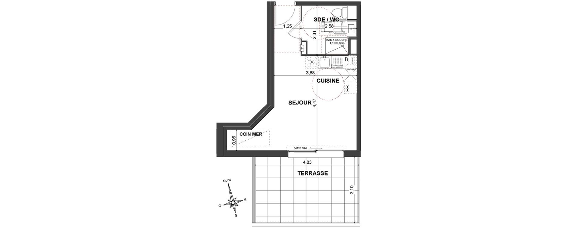 Appartement T1 de 28,50 m2 &agrave; Cavalaire-Sur-Mer Centre