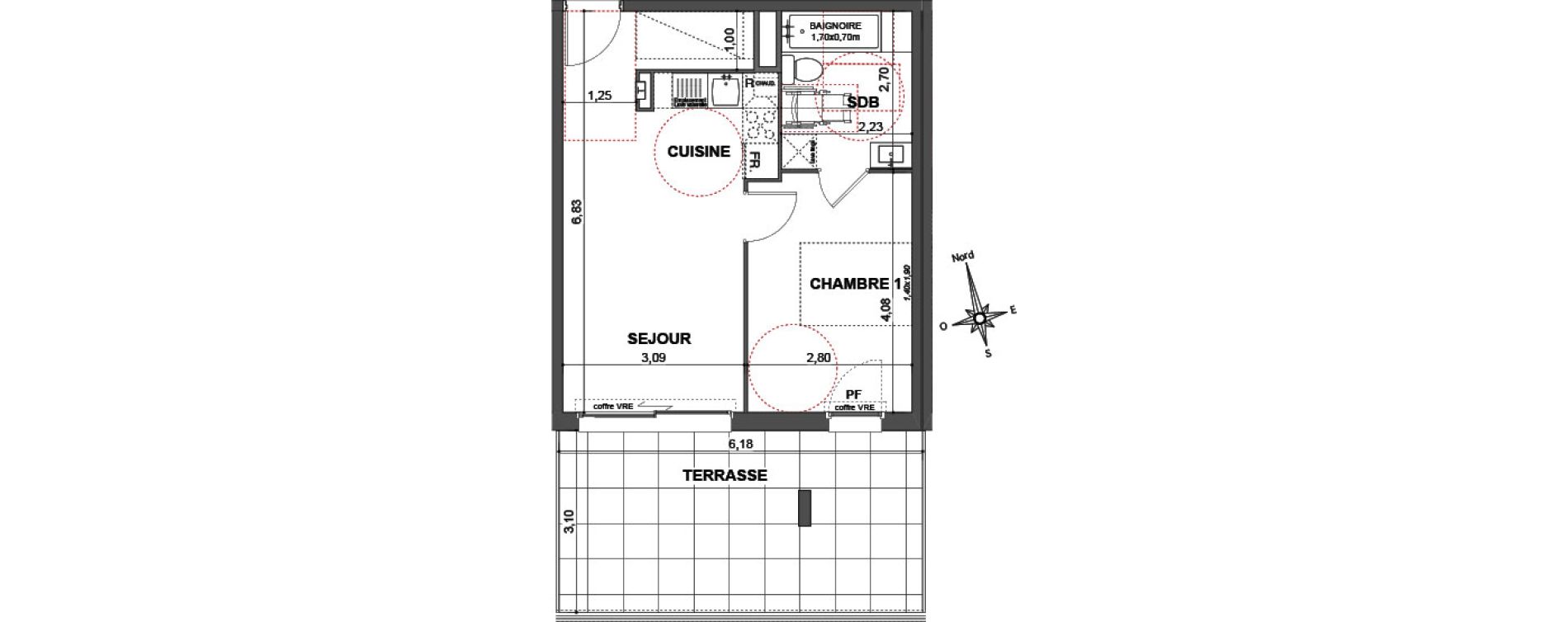 Appartement T2 de 39,35 m2 &agrave; Cavalaire-Sur-Mer Centre