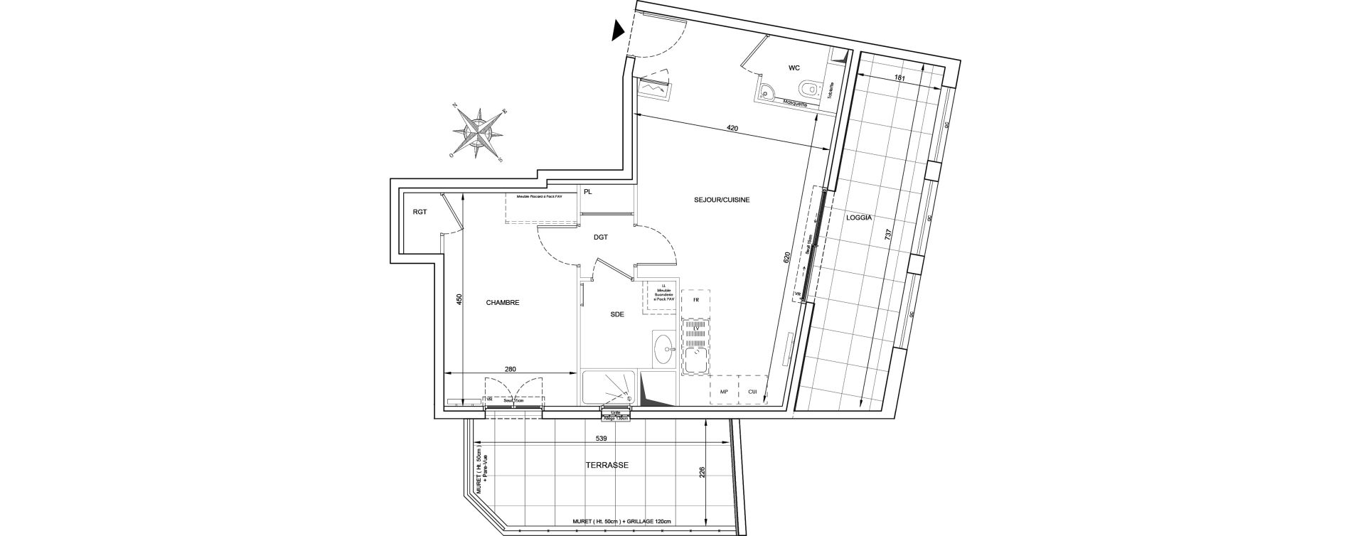 Appartement T2 de 47,41 m2 &agrave; Cavalaire-Sur-Mer Centre