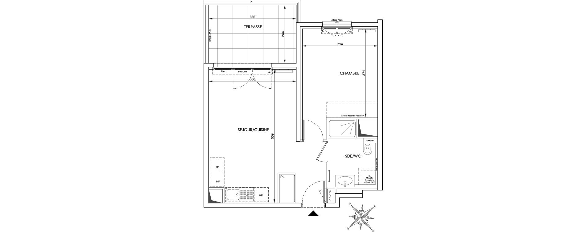Appartement T2 de 41,08 m2 &agrave; Cavalaire-Sur-Mer Centre