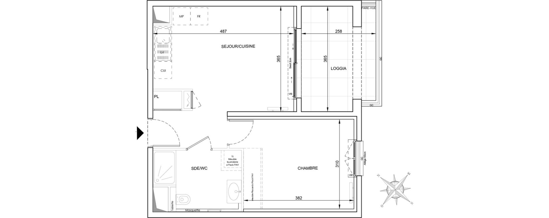 Appartement T2 de 38,51 m2 &agrave; Cavalaire-Sur-Mer Centre