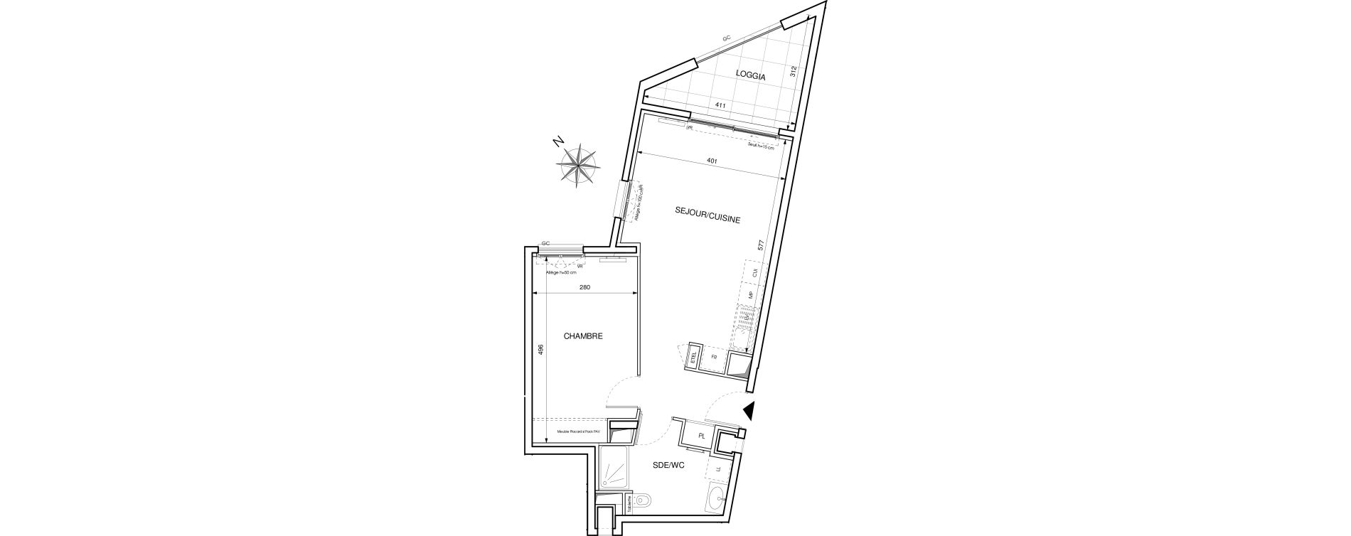 Appartement T2 de 46,94 m2 &agrave; Cavalaire-Sur-Mer Centre