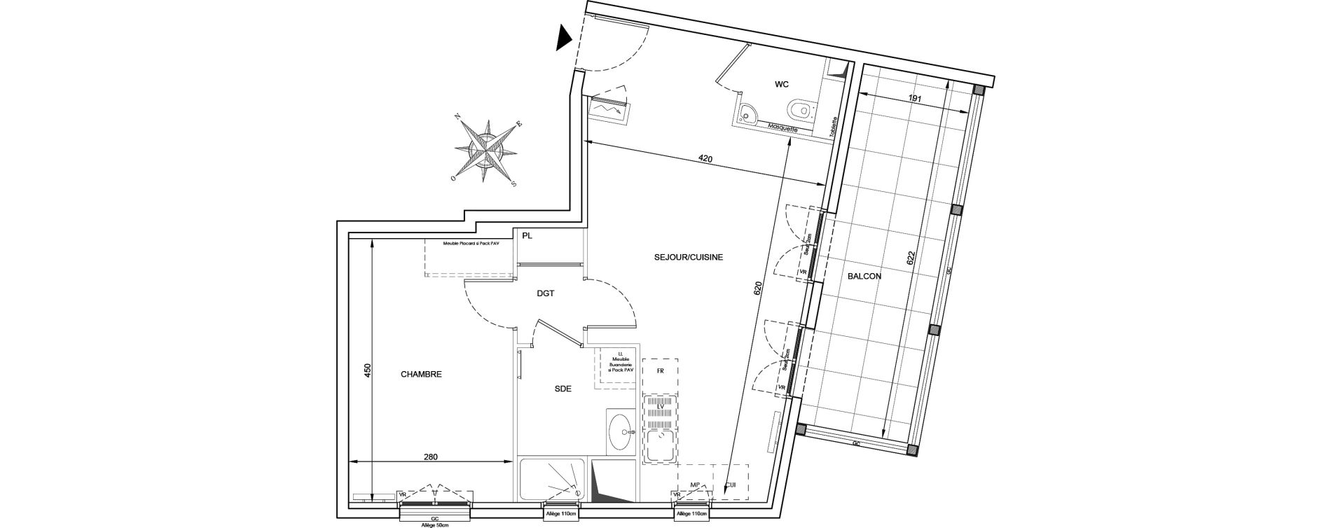 Appartement T2 de 46,56 m2 &agrave; Cavalaire-Sur-Mer Centre