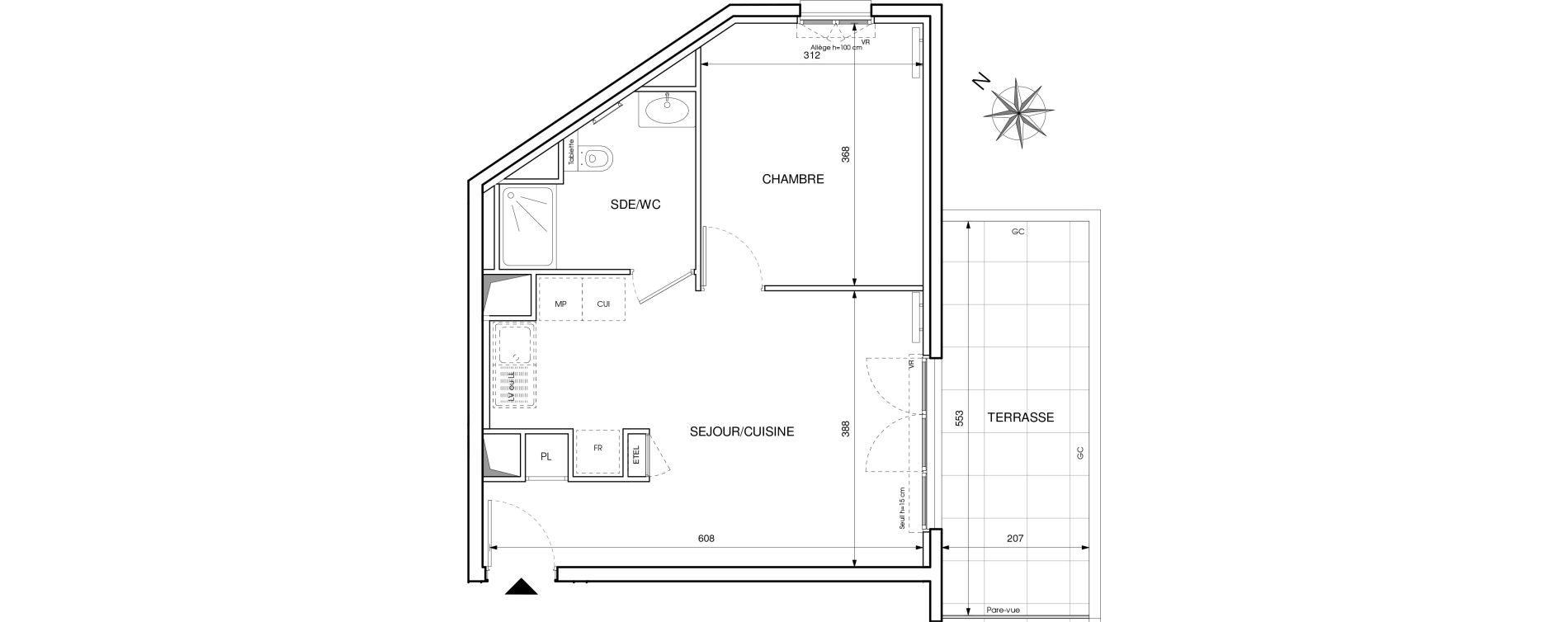Appartement T2 de 39,95 m2 &agrave; Cavalaire-Sur-Mer Centre