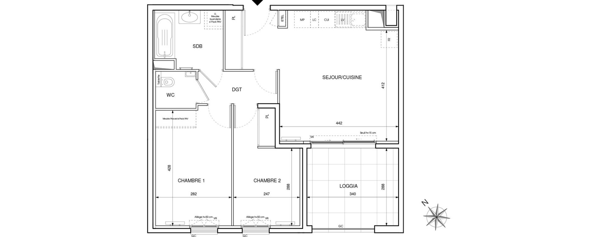 Appartement T3 de 57,44 m2 &agrave; Cavalaire-Sur-Mer Centre
