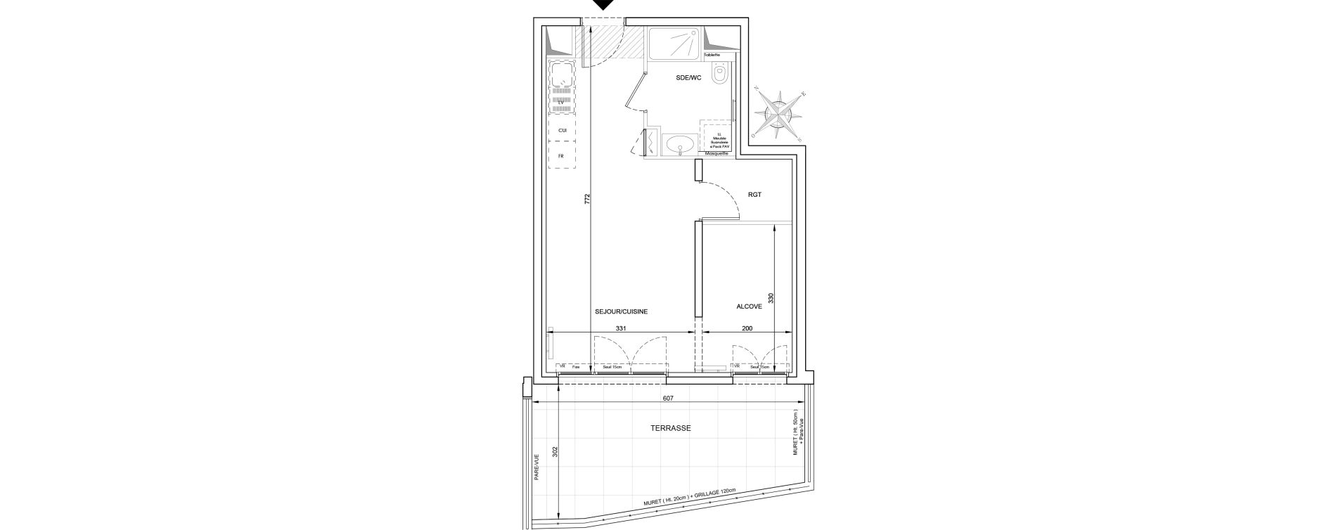 Appartement T1 de 36,11 m2 &agrave; Cavalaire-Sur-Mer Centre