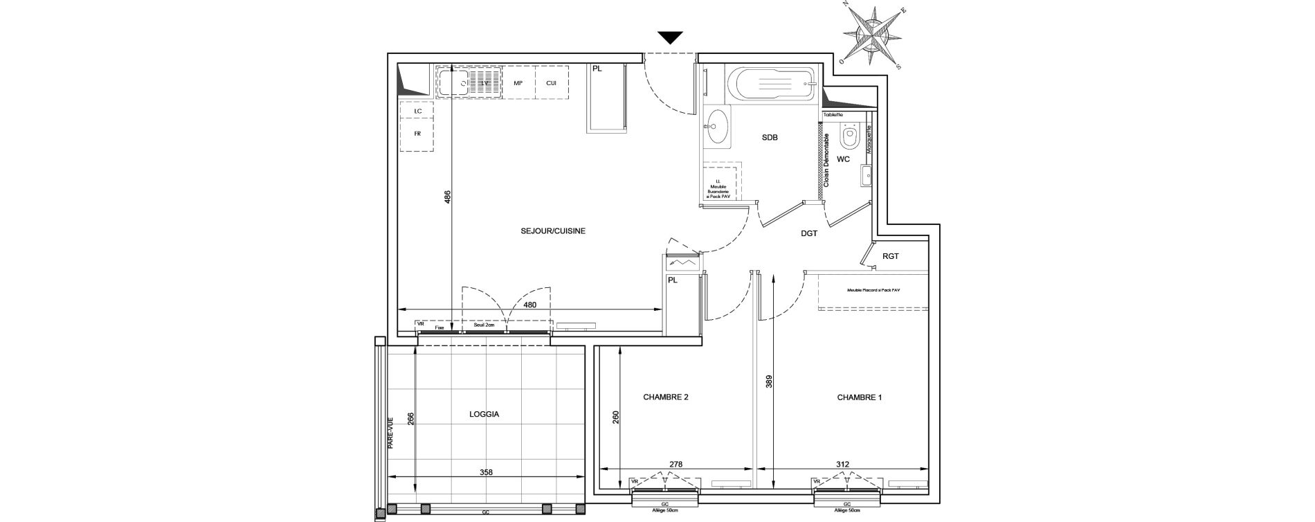 Appartement T3 de 57,52 m2 &agrave; Cavalaire-Sur-Mer Centre