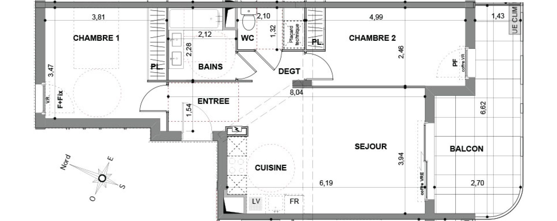 Appartement T3 de 61,70 m2 &agrave; Cavalaire-Sur-Mer Centre