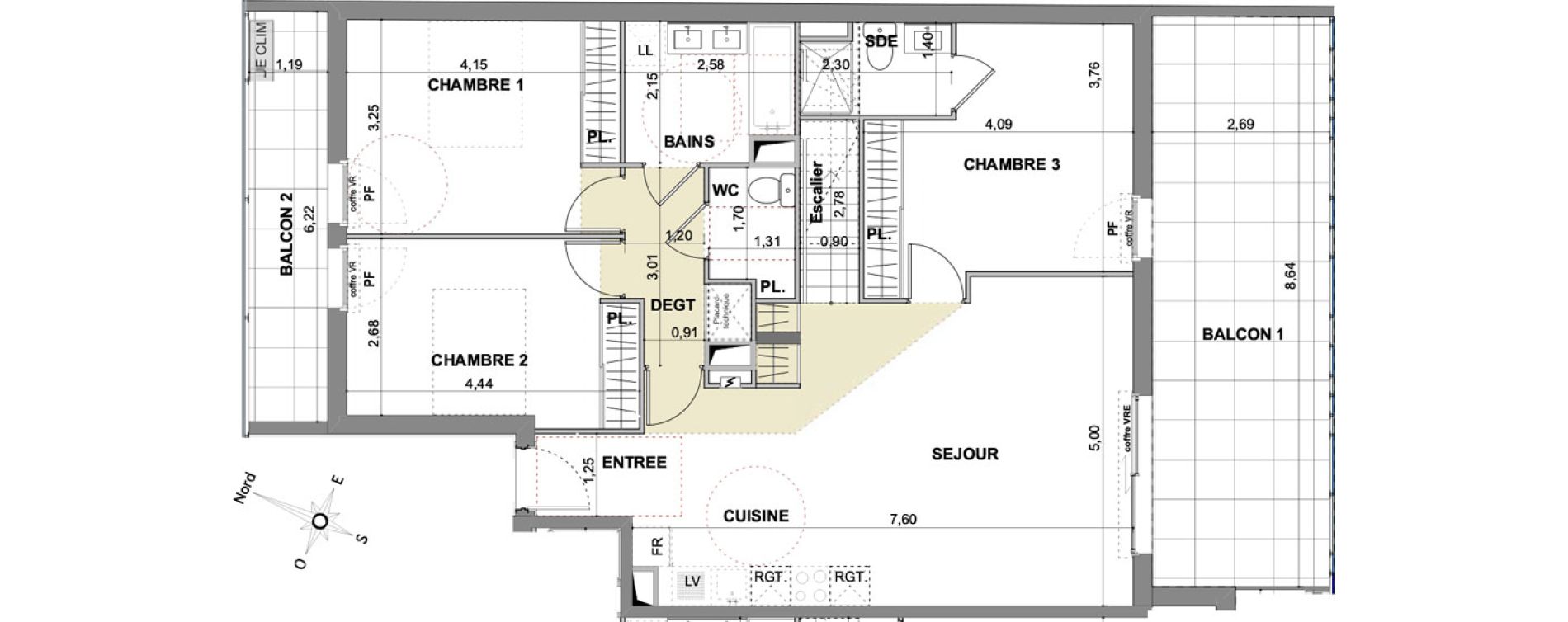 Appartement T4 de 91,40 m2 &agrave; Cavalaire-Sur-Mer Centre