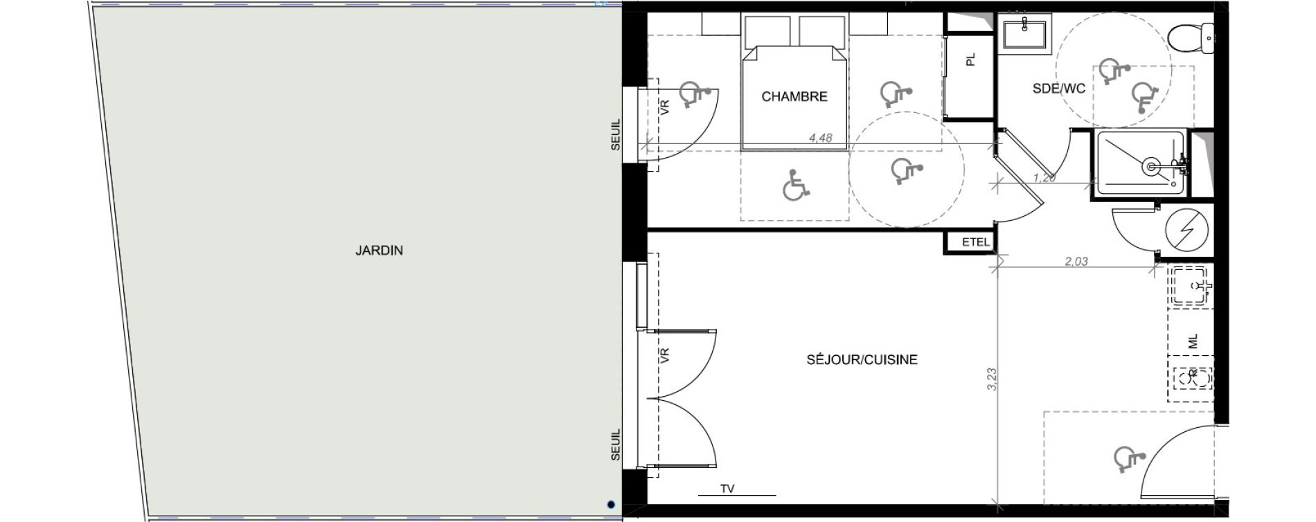 Appartement T2 de 45,31 m2 &agrave; Cavalaire-Sur-Mer Les canissons