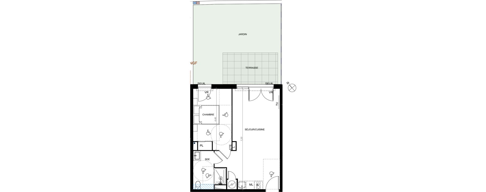 Appartement T2 de 44,76 m2 &agrave; Cavalaire-Sur-Mer Les canissons