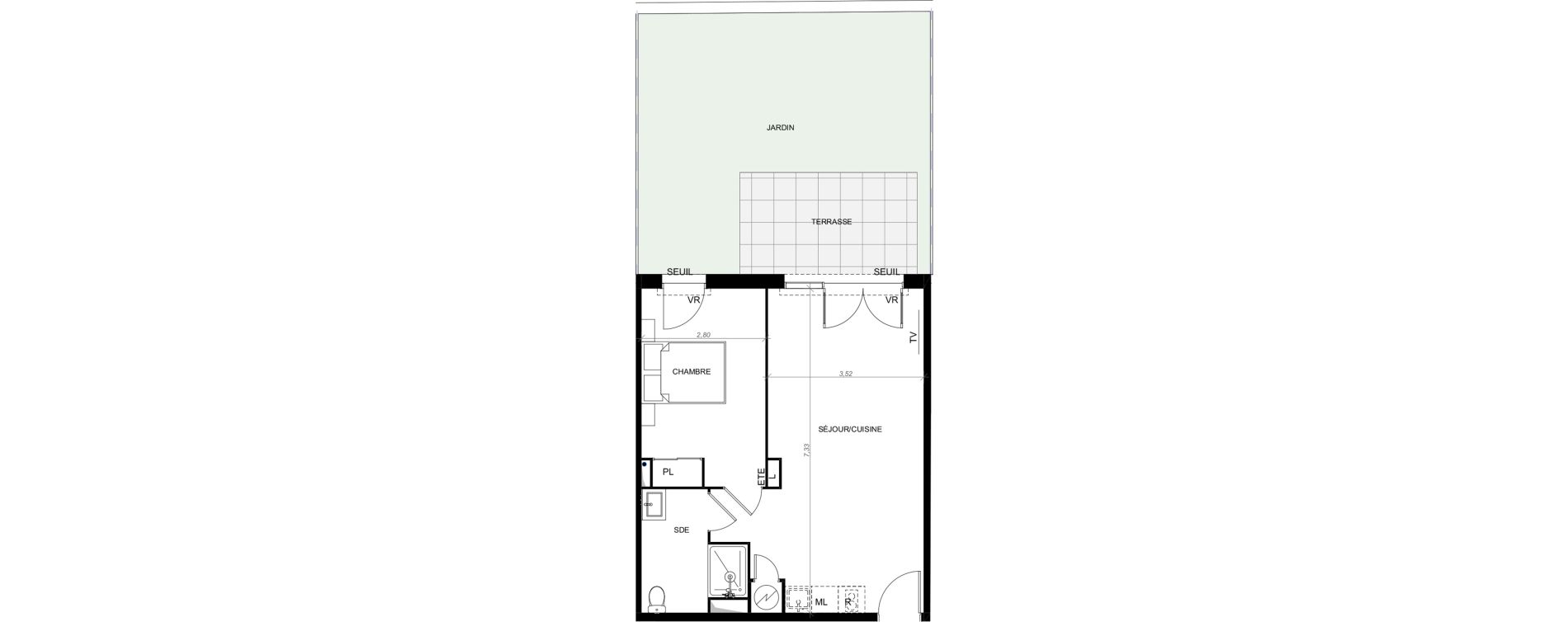 Appartement T2 de 45,34 m2 &agrave; Cavalaire-Sur-Mer Les canissons