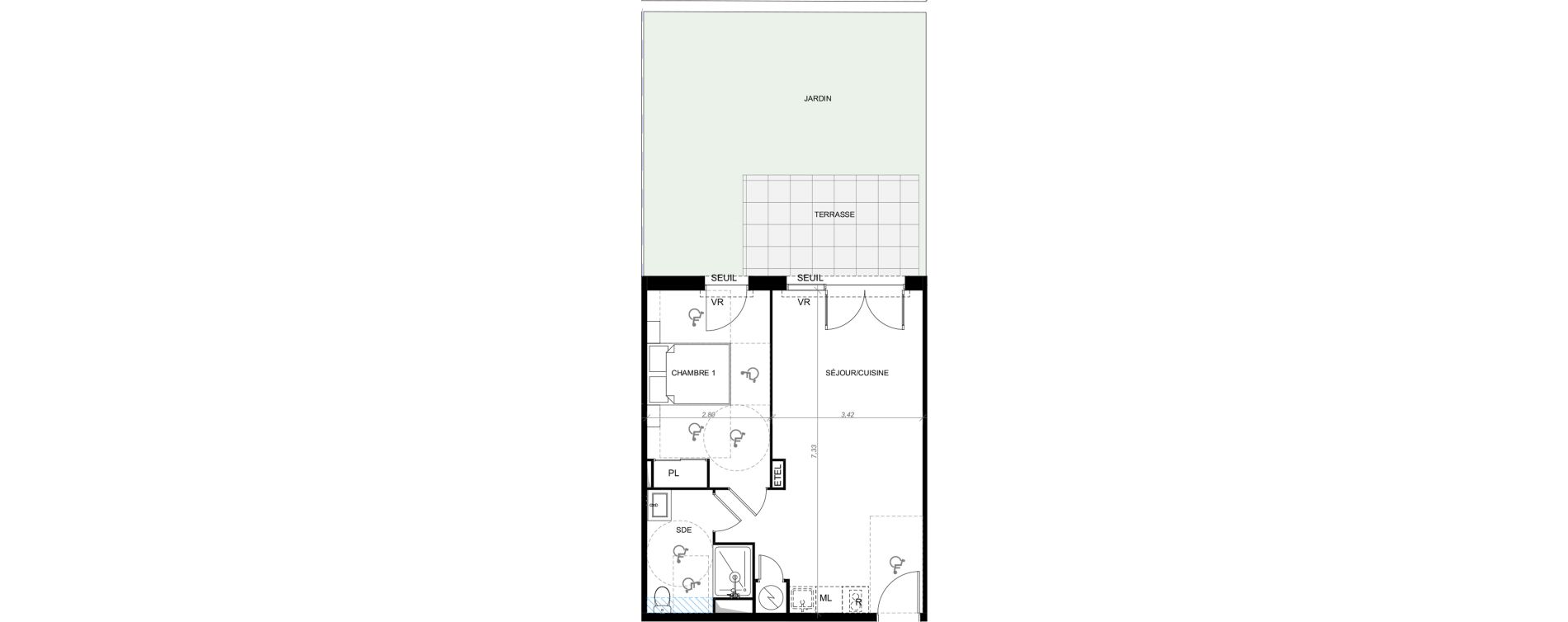 Appartement T2 de 44,67 m2 &agrave; Cavalaire-Sur-Mer Les canissons