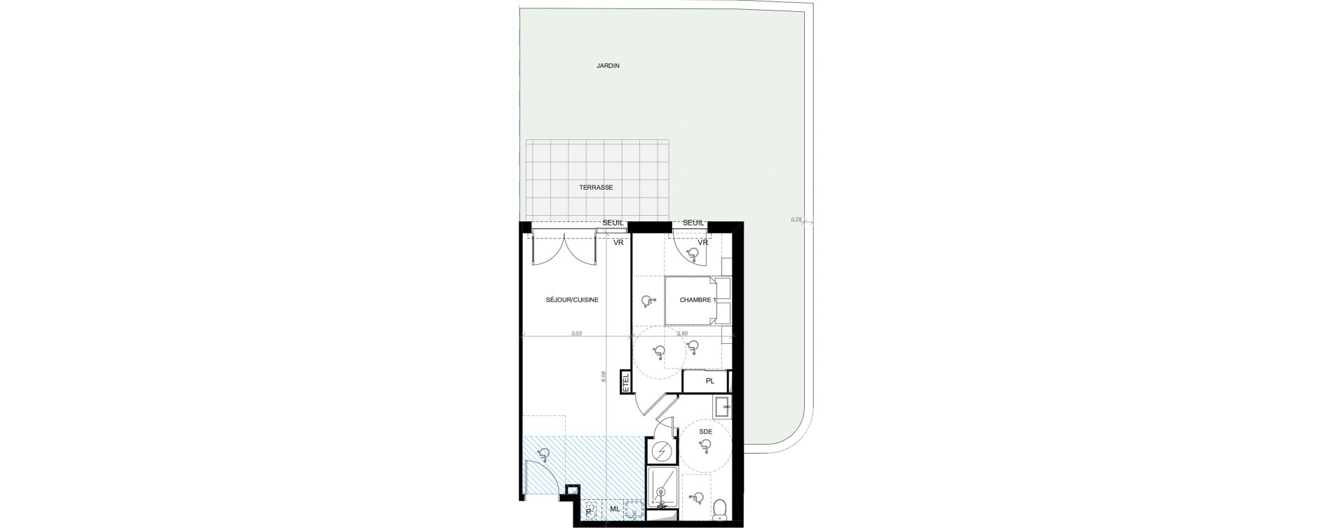 Appartement T2 de 44,96 m2 &agrave; Cavalaire-Sur-Mer Les canissons