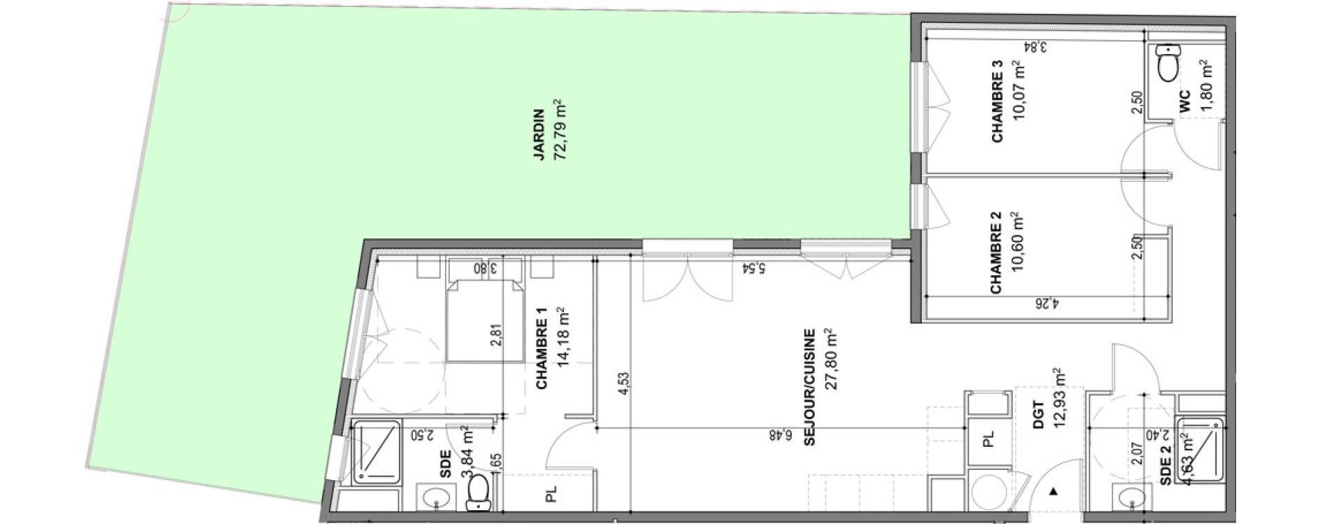 Appartement T4 de 85,85 m2 &agrave; Cogolin Centre