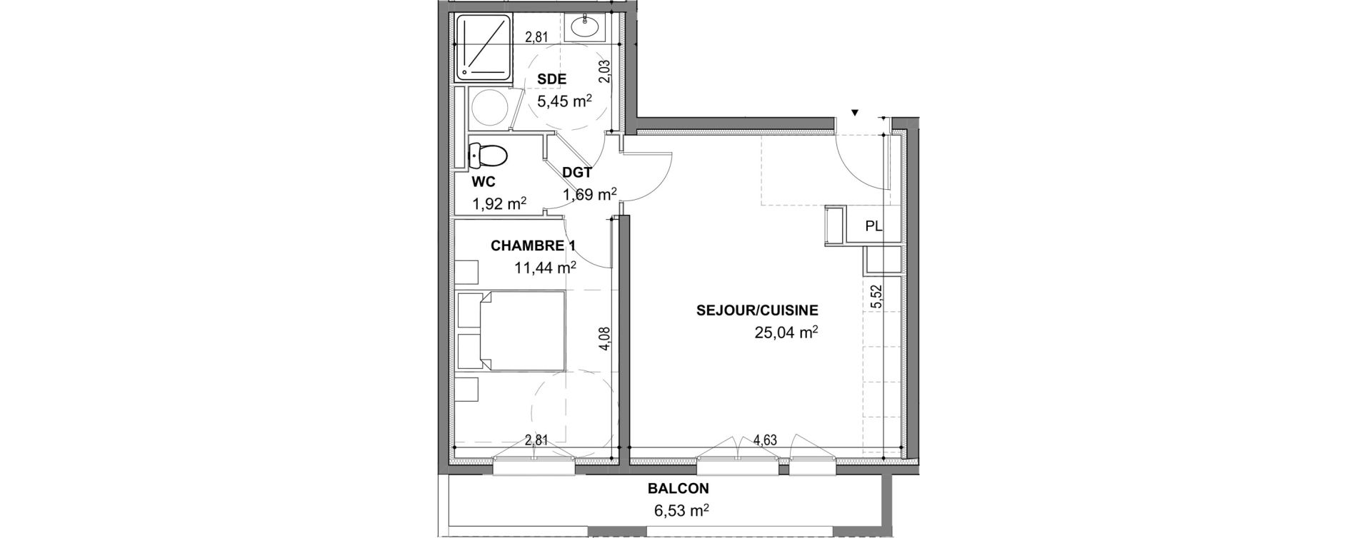 Appartement T2 de 45,54 m2 &agrave; Cogolin Centre